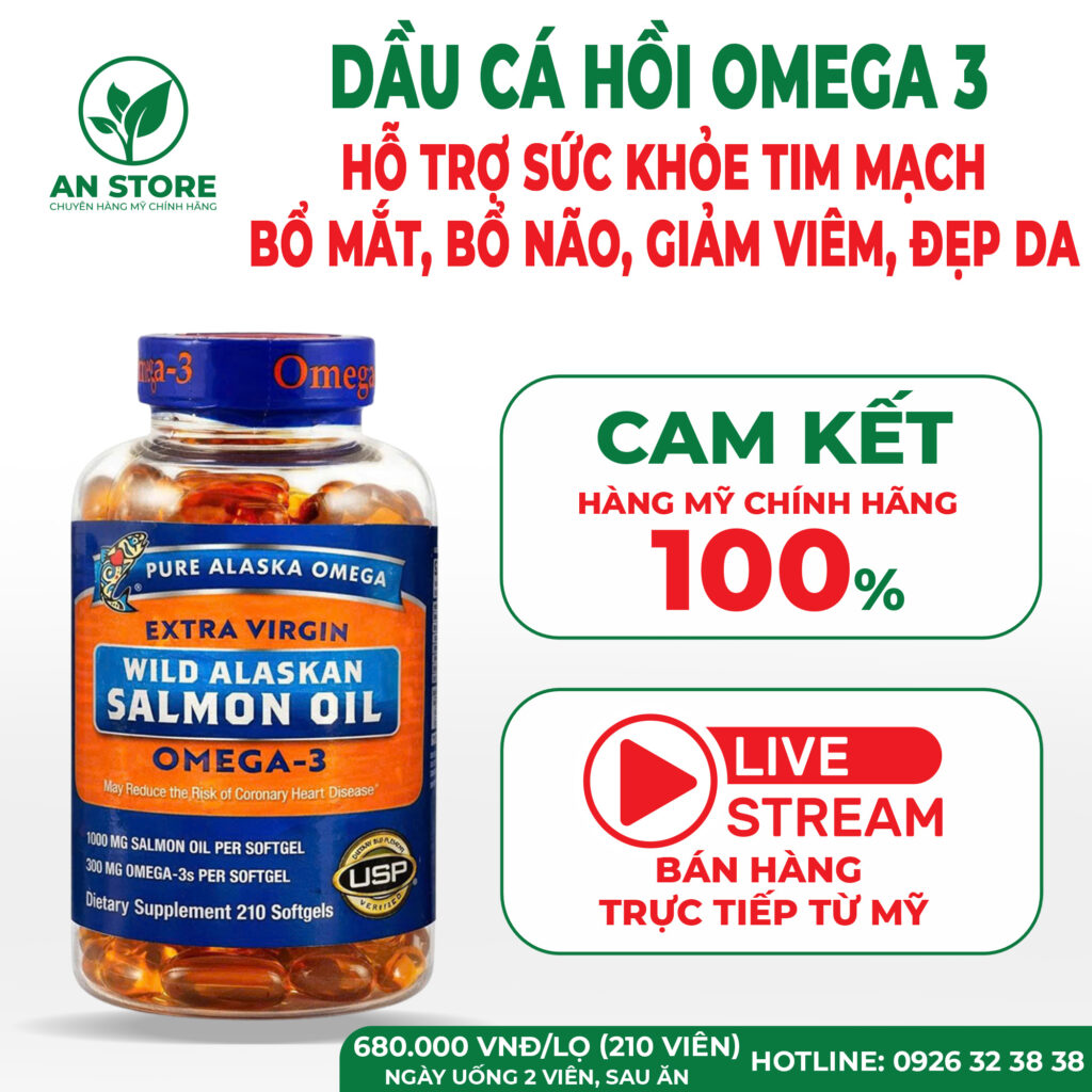Dầu Cá Hồi Salmom Oil Omega 3 1000mg Của Mỹ
