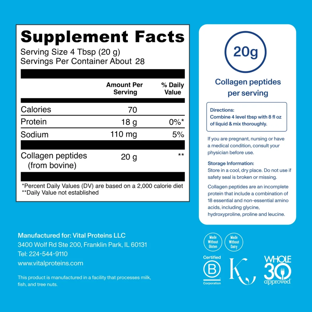Thành Phần Bột Collagen Thủy Phân Vital Proteins Collagen Peptides Của Mỹ