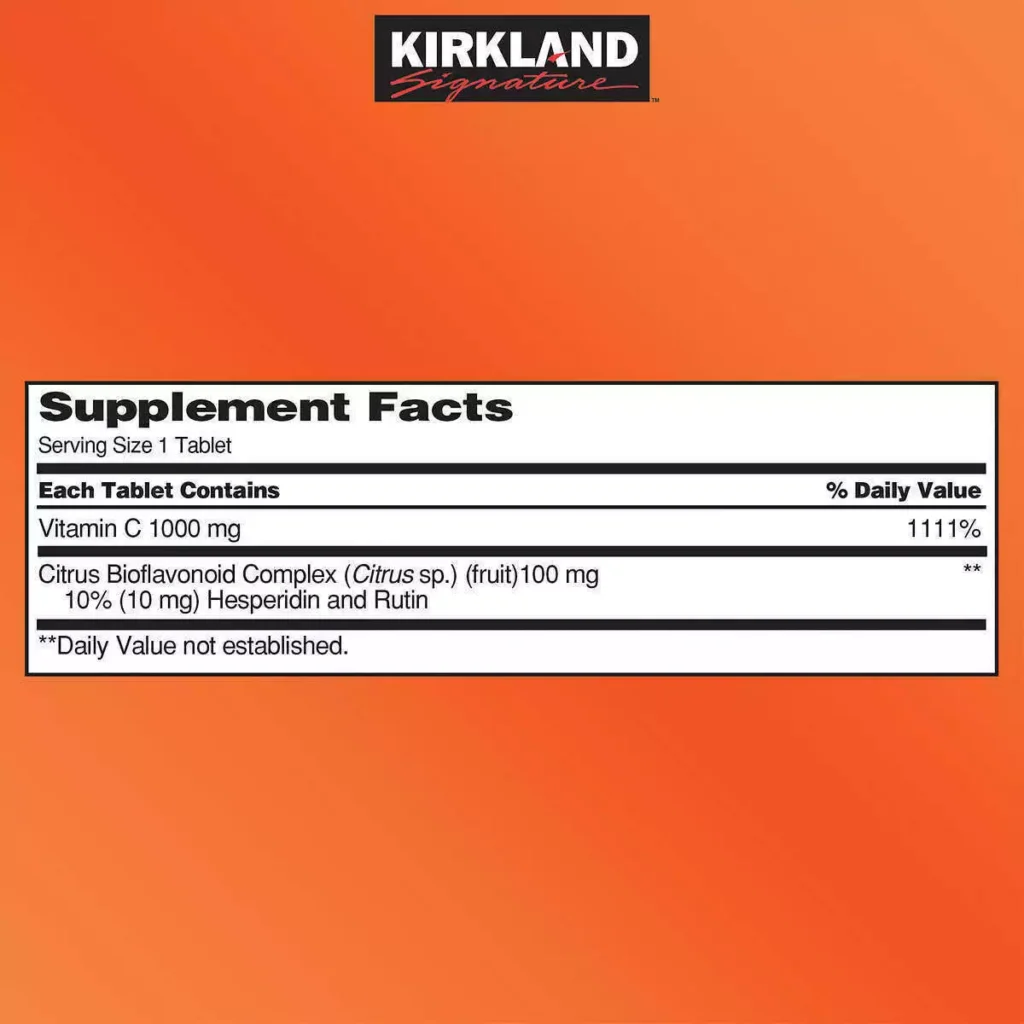 Thành Phần Kirkland Signature Vitamin C 1000mg 500 Viên