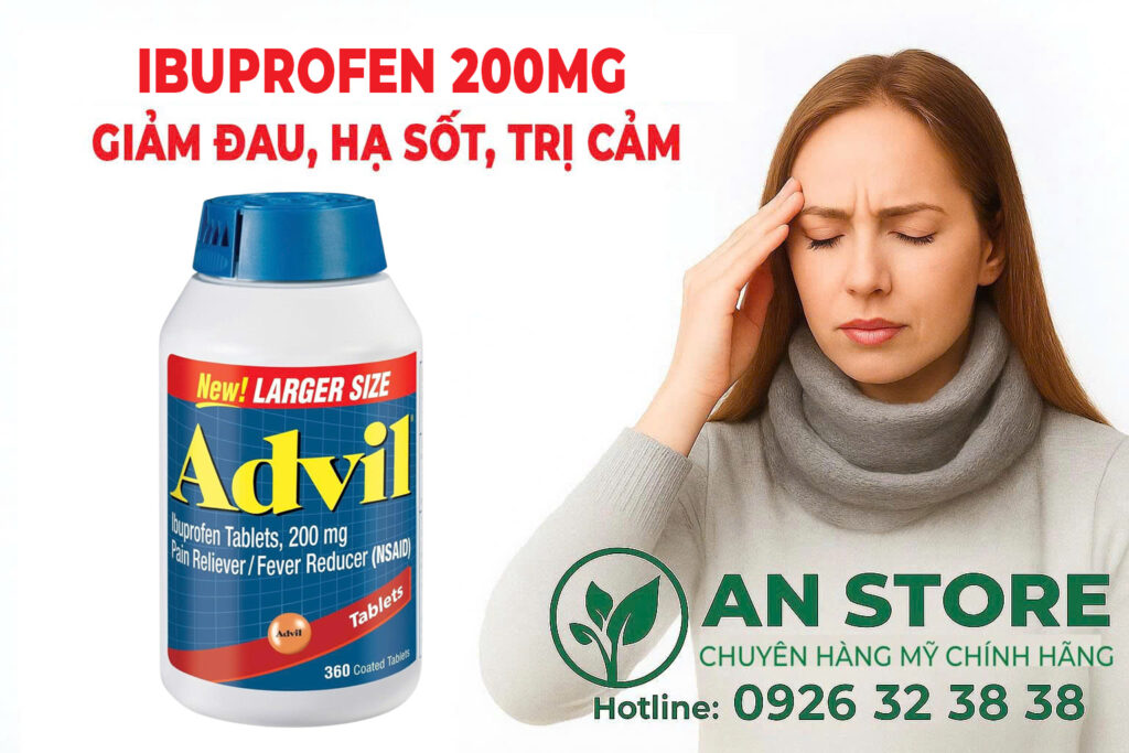 Thuốc Giảm Đau Hạ Sốt Advil Ibuprofen 200mg 360 Viên Của Mỹ