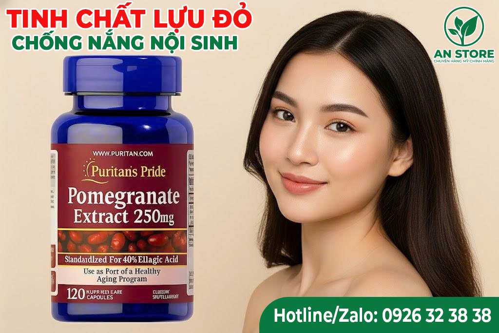Viên Uống Chống Nắng Nội Sinh Pomegranate Extract 250mg 120 Viên Của Mỹ