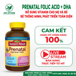 Vitamin Bổ Bầu Nature Made Prenatal Folic Acid + DHA Của Mỹ