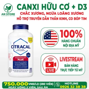 Canxi Hữu Cơ Citracal Maximum Plus Calcium Citrate Của Mỹ