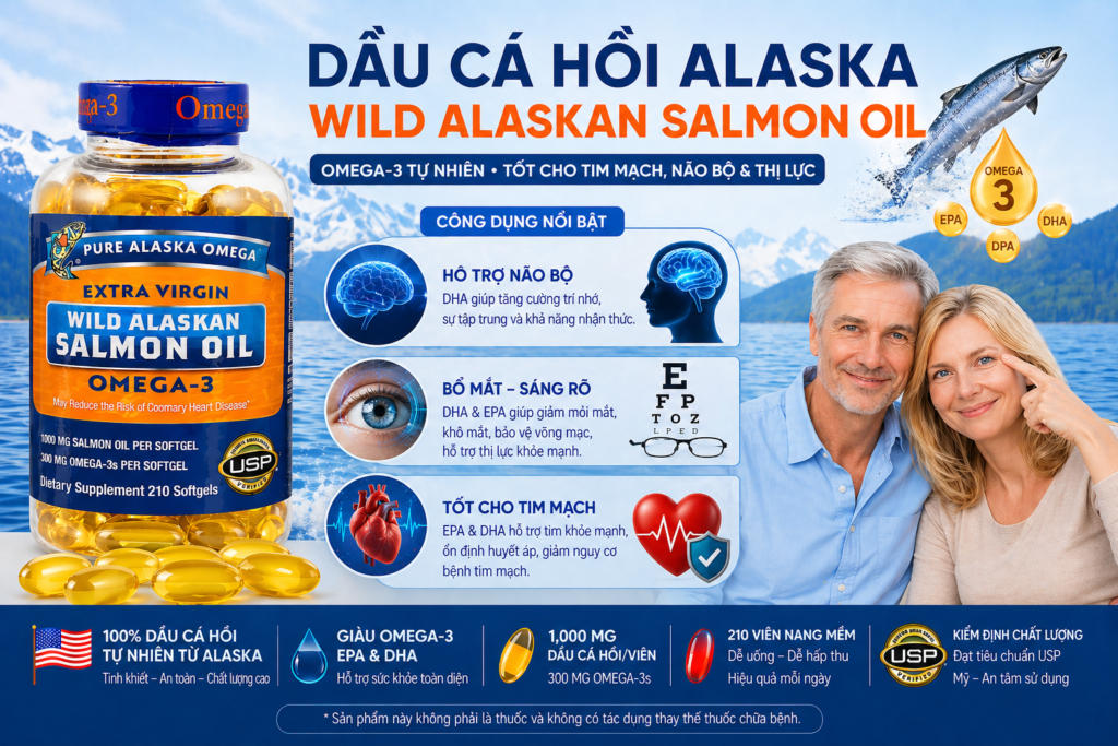 Công Dụng Dầu Cá Hồi Wild Alaskan Salmon Oil Omega 3 Của Mỹ
