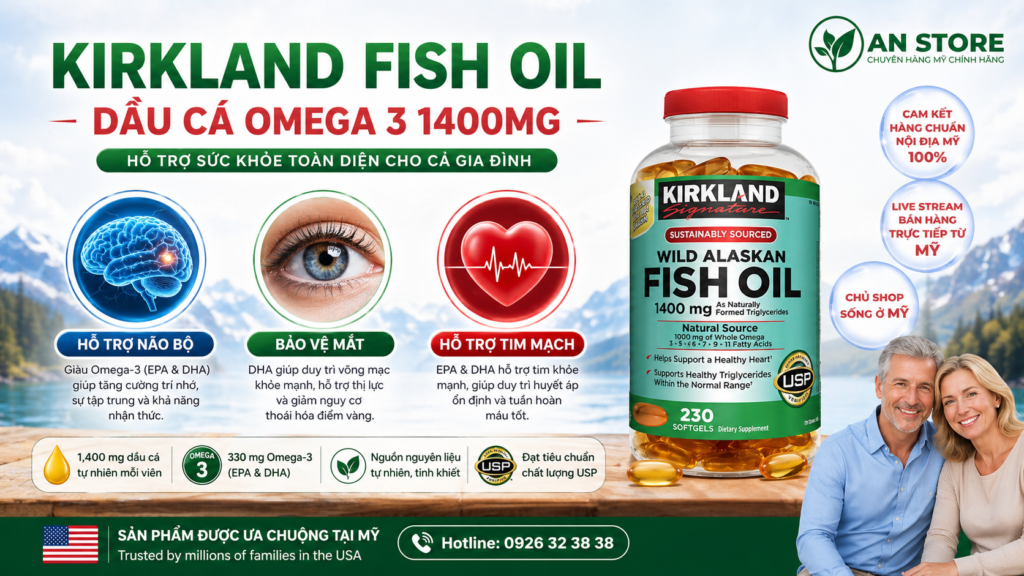 Công Dụng Dầu Cá Kirkland Wild Alaskan Fish Oil 1400mg Của Mỹ