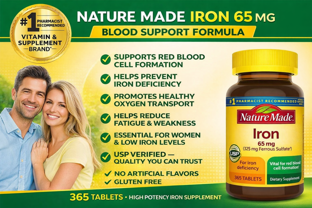 Công dụng thuốc bổ máu Nature Made Iron 65mg của Mỹ