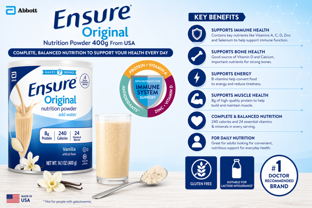 Công Dụng Sữa Bột Ensure Original Nutrition Powder 400g Của Mỹ