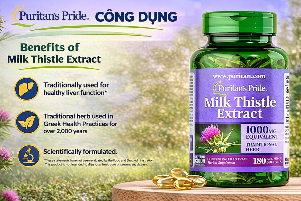 Công Dụng Thuốc Bổ Gan Milk Thistle Extract 1000mg 180 Viên