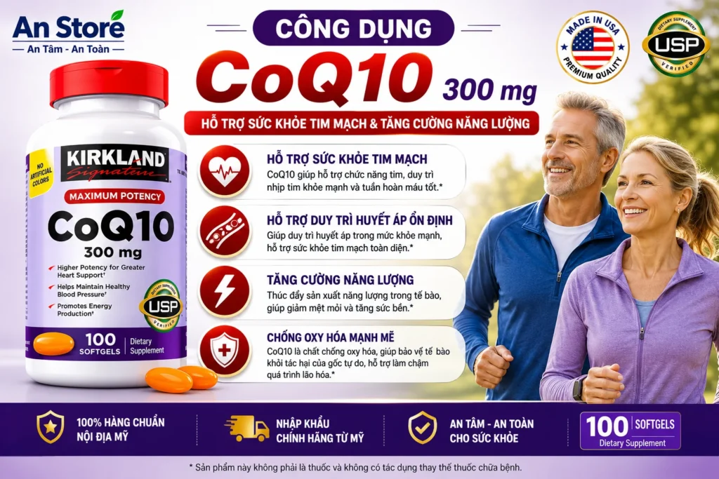 Công Dụng Hỗ Trợ Tim Mạch Và Ngăn Ngừa Suy Tim Của Kirkland CoQ10 300mg