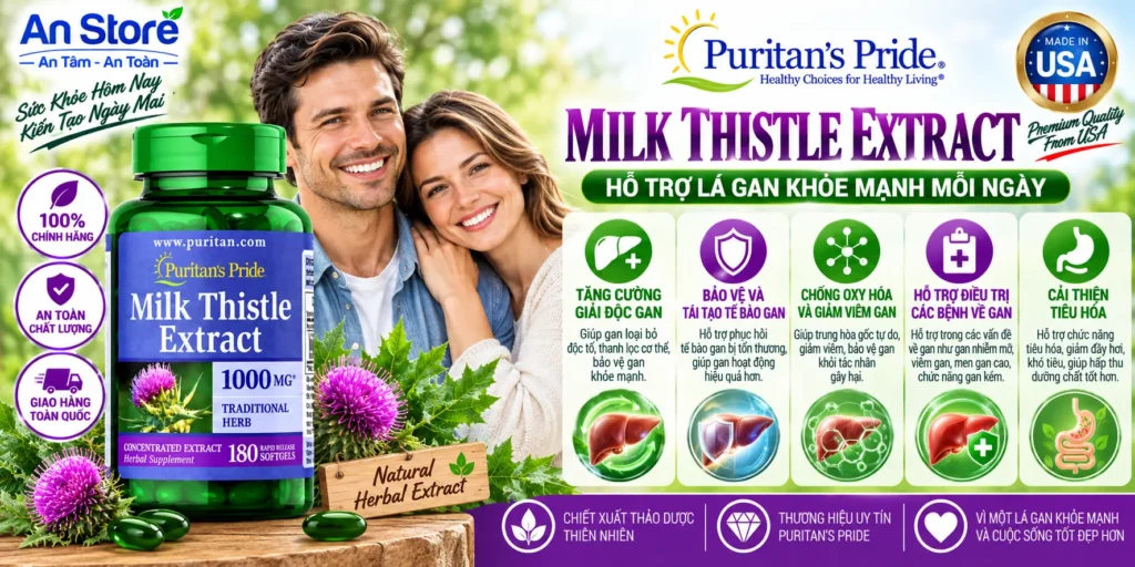 Công Dụng Thuốc Bổ Gan Milk Thistle Extract 1000mg Của Mỹ  