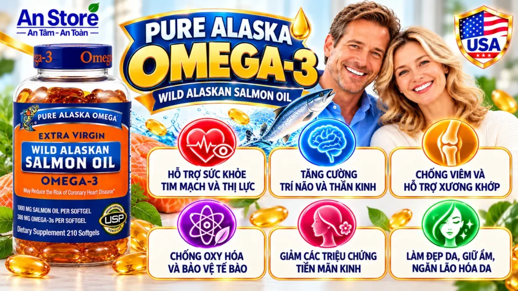 Dầu Cá Hồi Wild Alaskan Salmon Oil Omega-3 1000mg 210 Viên Của Mỹ Chính Hãng An Store