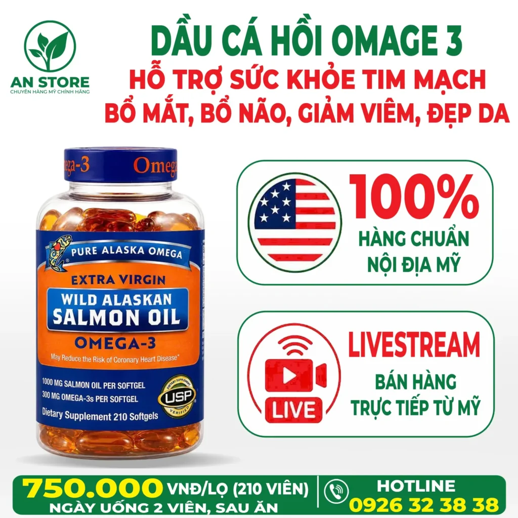 Dầu Cá Hồi Wild Alaskan Salmon Oil Omega-3 Của Mỹ