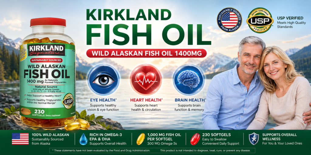 Dầu Cá Kirkland Wild Alaskan Fish Oil 1400mg 230 Viên Chính Hãng Mỹ