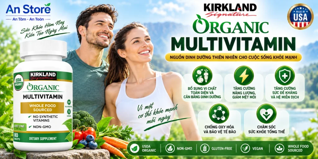 Vitamin Tổng Hợp Hữu Cơ Kirkland Organic Multivitamin 80 Viên Của Mỹ