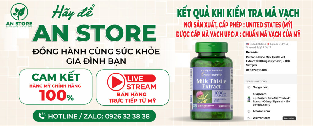Thuốc Bổ Gan Milk Thistle 1000mg Do An Store Cung Cấp Có Chuẩn Mã Vạch UPC-A Mỹ