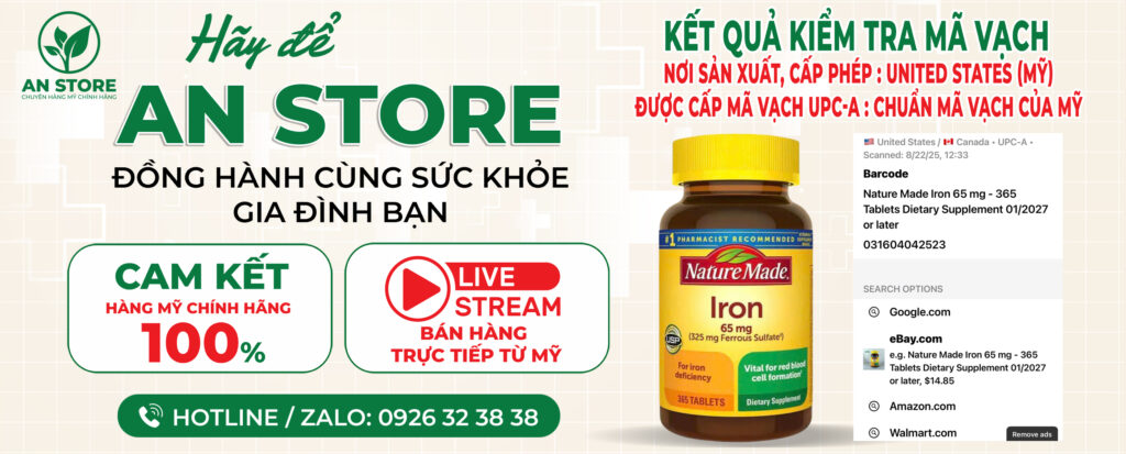 Mã Vạch Thuốc Bổ Máu Nature Made Iron 65mg 365 Viên Của Mỹ