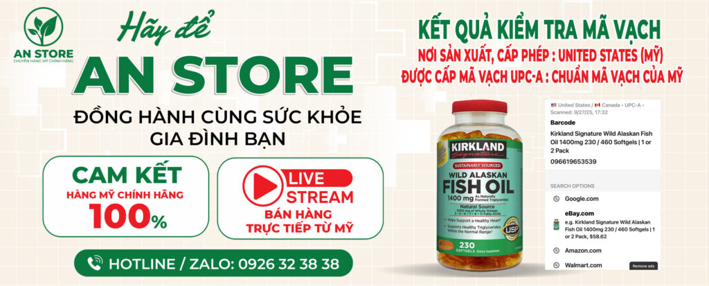 Mã Vạch UPC-A Dầu Cá Kirkland Wild Alaskan Fish Oil 1400mg