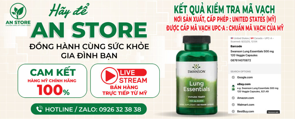 Mã Vạch UPC-A Thuốc Bổ Phổi Swanson Lung Essentials Của Mỹ

