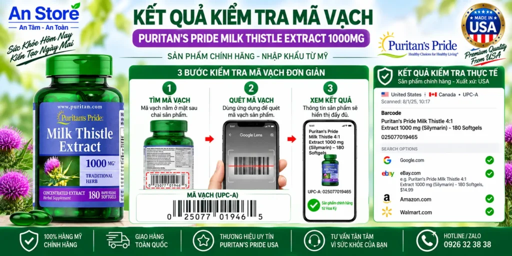 Milk Thistle Extract 1000mg Do An Store Cung Cấp Luôn Có Mã Vạch Chuẩn Mỹ UPC-A