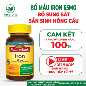 Thuốc Bổ Máu Nature Made Iron 65mg 365 Viên Của Mỹ