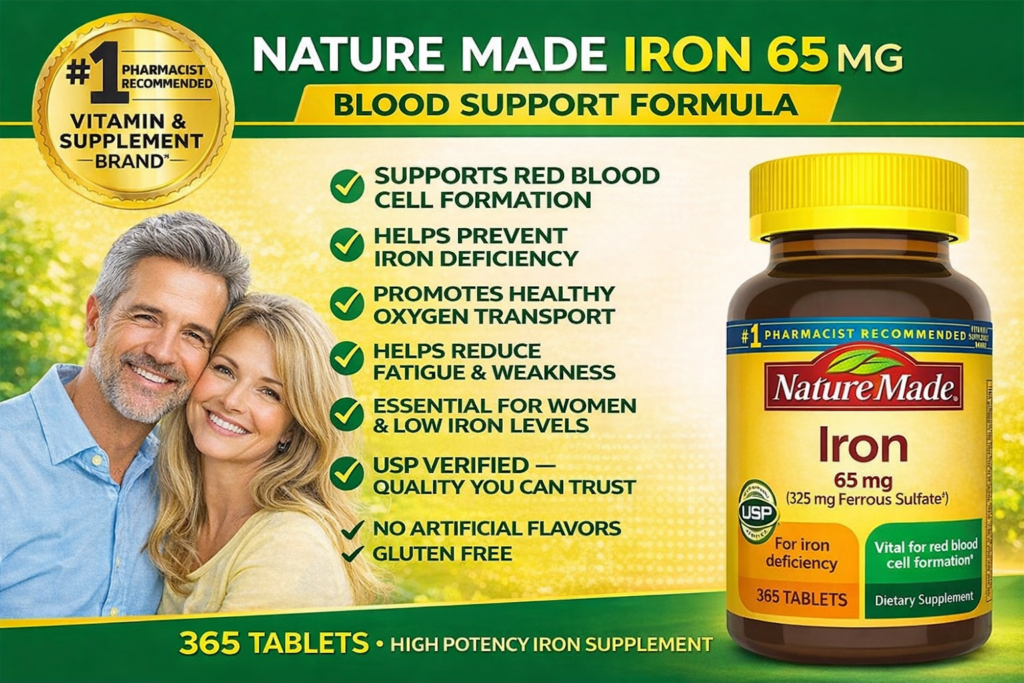 Nature Made Iron 65mg 365 viên thuốc bổ máu của Mỹ