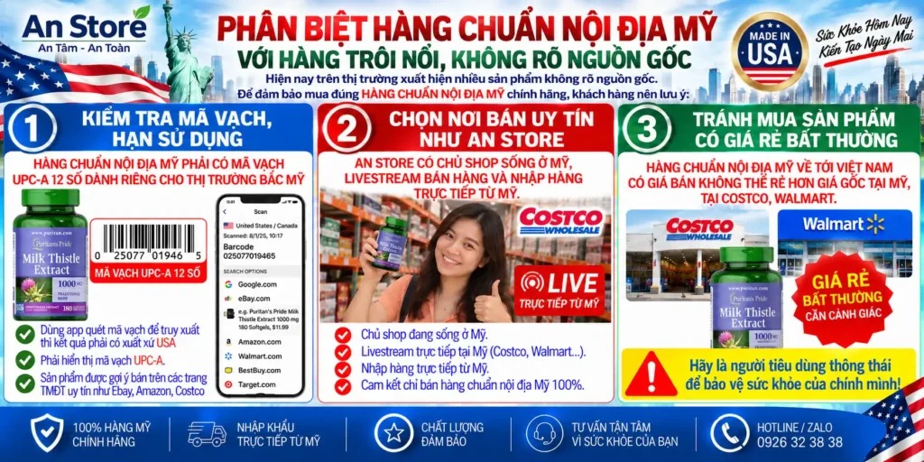 Phân Biệt Thuốc Bổ Gan Chuẩn Nội Địa Mỹ Với Hàng Trôi Nổi, Không Rõ Nguồn Gốc