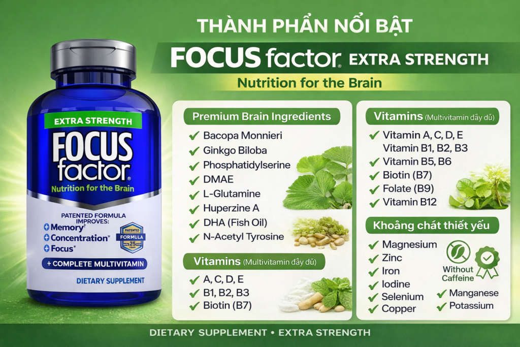 Thành phần Thuốc Bổ Não Focus Factor 180 Viên Của Mỹ