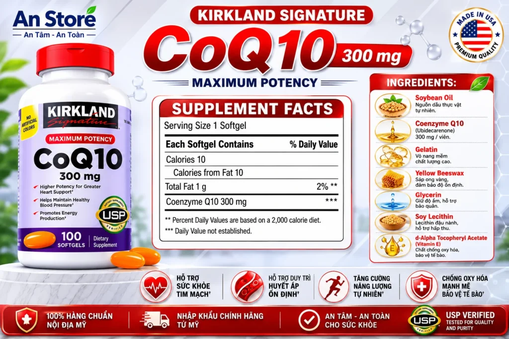 Thành Phần Chi Tiết Thuốc CoQ10 300mg Của Mỹ