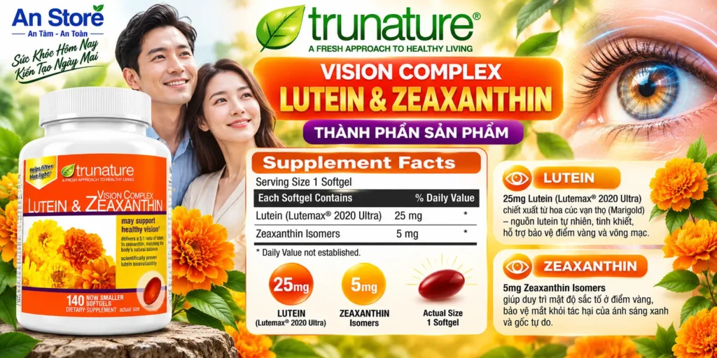 Thành Phần Thuốc Bổ Mắt Trunature Lutein & Zeaxanthin Của Mỹ
