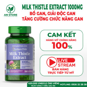 Thuốc bổ gan Milk Thistle Extract 1000mg 180 viên của Mỹ chính hãng Puritan's Pride