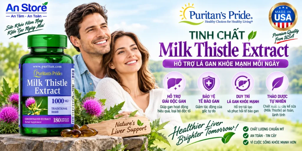 Thuốc Bổ Gan Milk Thistle Extract 1000mg Của Mỹ Chính Hãng 180 Viên
