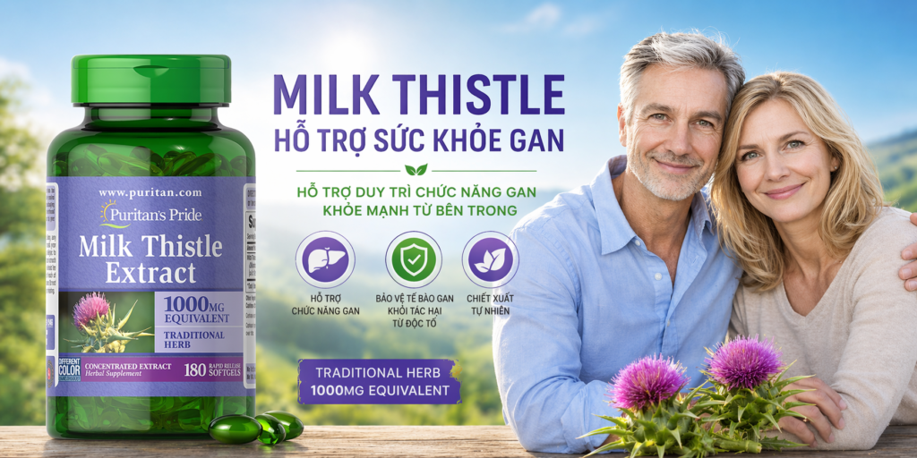 Thuốc Bổ Gan Puritan's Pride Milk Thistle Extract 1000mg 180 viên Của Mỹ Chính Hãng Tại An Store
