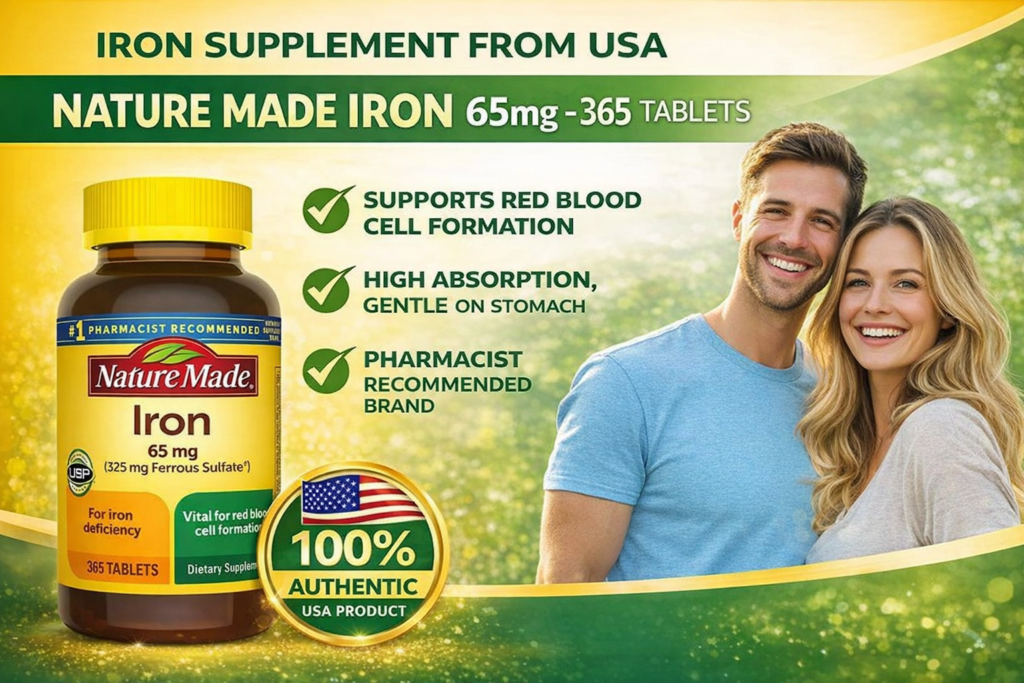 Thuốc Bổ Máu Nature Made Iron 65mg 365 Viên Của Mỹ