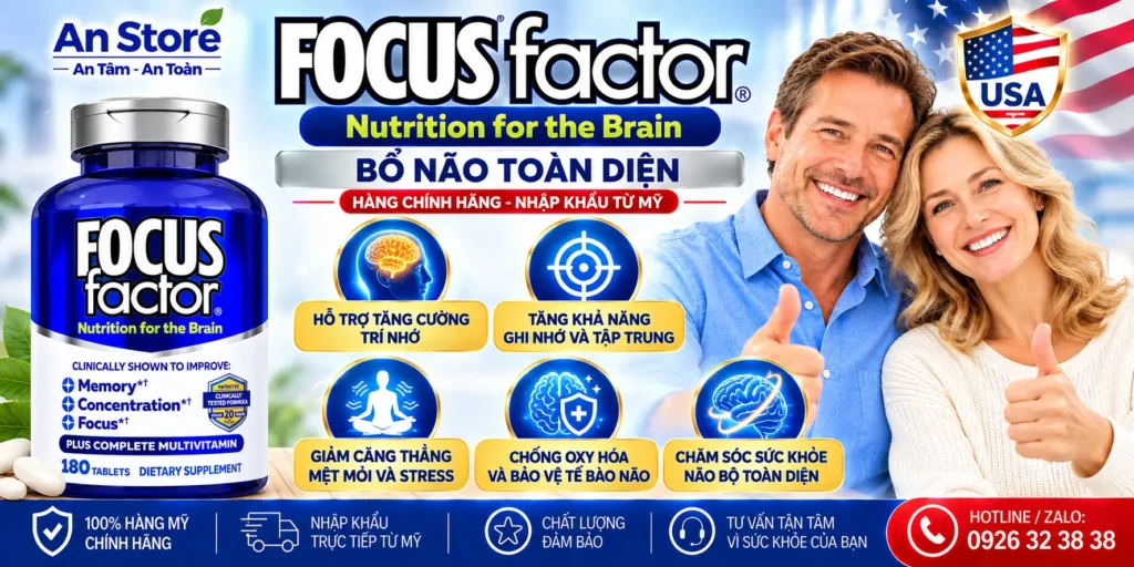 Thuốc Bổ Não Focus Factor 180 Viên Của Mỹ Hỗ Trợ Tăng Cường Trí Nhớ Và Giảm Stress
