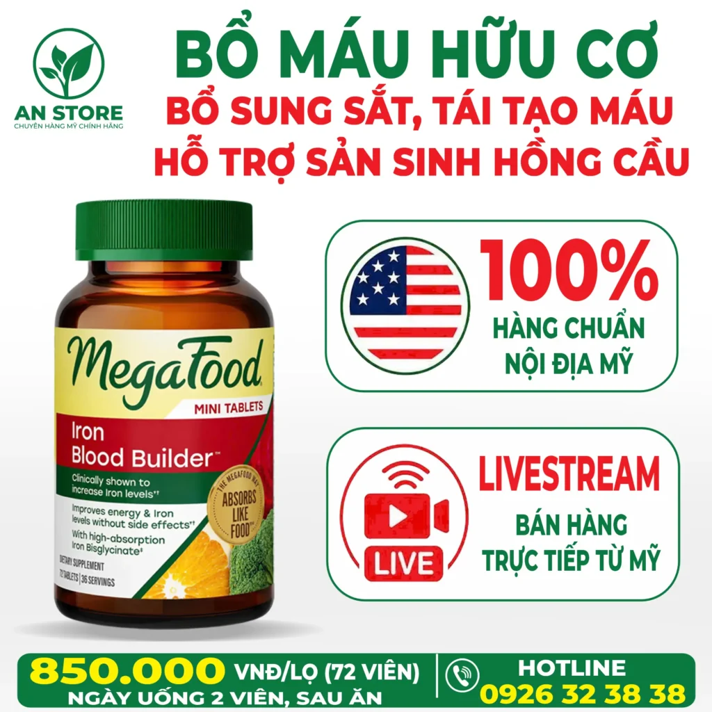 Thuốc Bổ Máu Hữu Cơ MegaFood Iron Blood Builder Của Mỹ