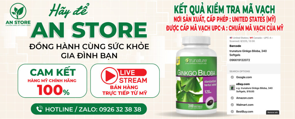 KẾT QUẢ KIỂM TRA MÃ VẠCH BỔ NÃO GINKGO BILOBA 120MG CHUẨN NỘI ĐỊA MỸ DO AN STORE CUNG CẤP