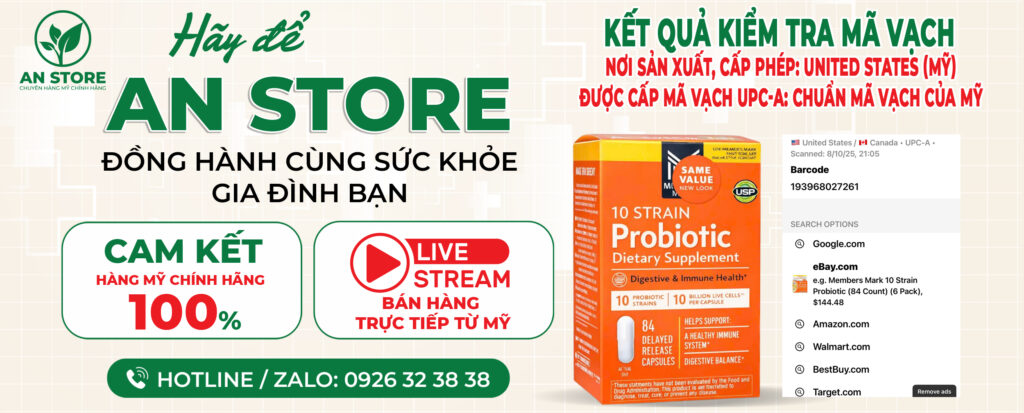 Mã Vạch Men Vi Sinh Member’s Mark 10 Strain Probiotic