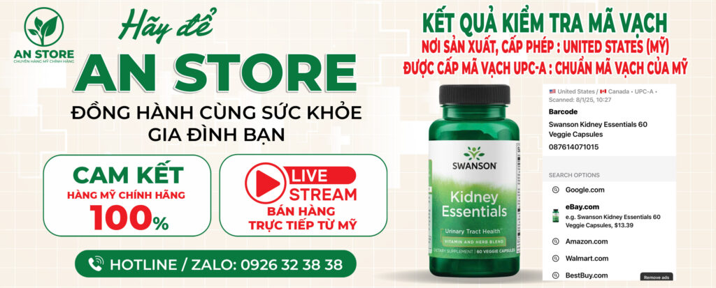 Mã Vạch UPC-A Thuốc Bổ Thận Swanson Kidney Essentials