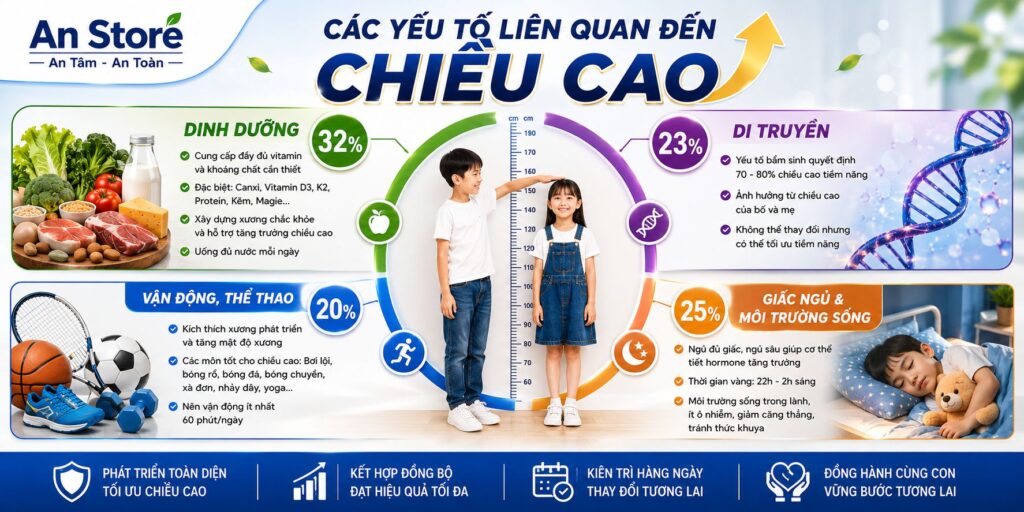 Các Yếu Tố Ảnh Hưởng Đến Khả Năng Cao Thêm 20 - 30cm Của Trẻ