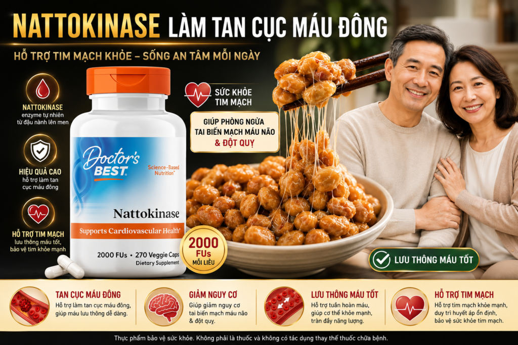 Viên Uống Ngăn Ngừa Tai Biến Doctor's Best Nattokinase 2000 FUs Của Mỹ
