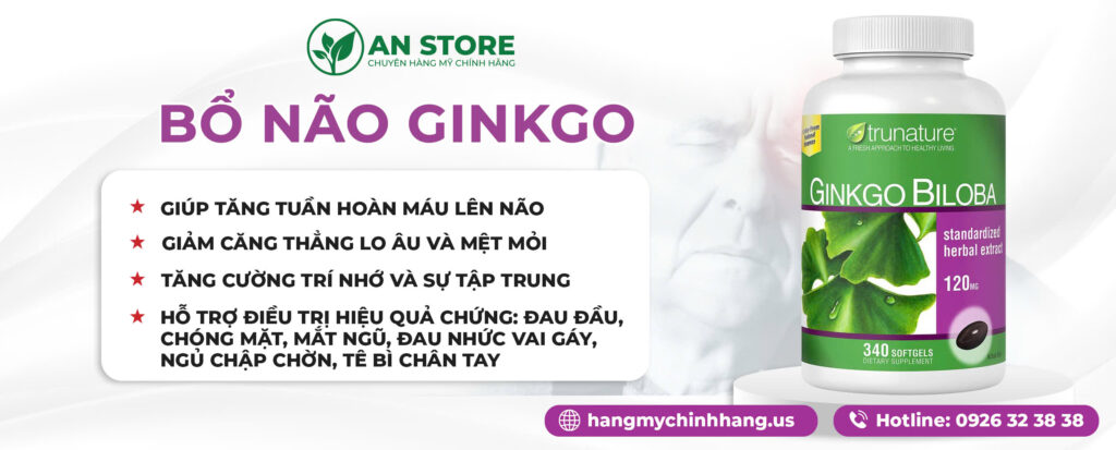 Công Dụng Viên Uống Bổ Não Trunature Ginkgo Biloba 120mg Của Mỹ