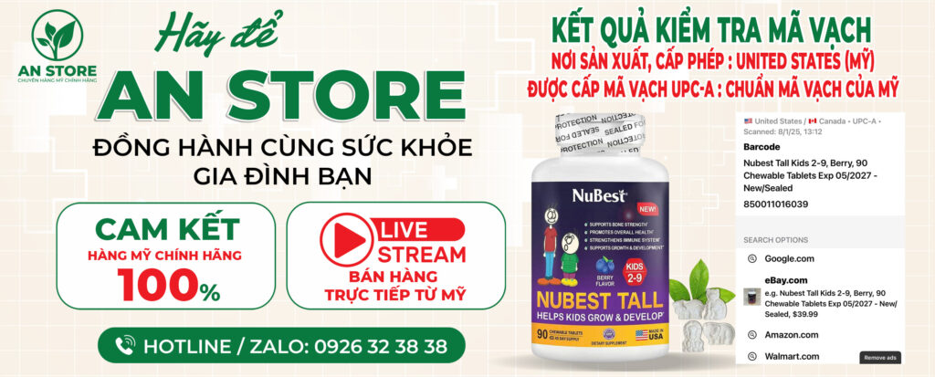 KẾT QUẢ KIỂM TRA MÃ VẠCH NUBEST TALL KIDS 2-9 DO AN STORE CUNG CẤP