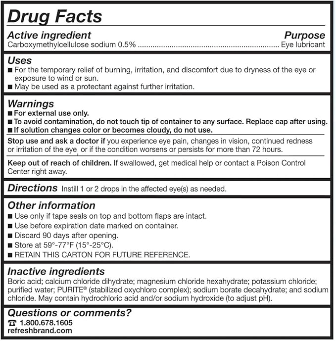 Thành Phần Nước Mắt Nhân Tạo Refresh Tears Của Mỹ