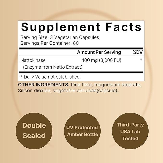 Thành Phần Viên Uống Ngăn Ngừa Tai Biến Đột Quỵ NatureBell Nattokinase 8000 FU 240 Viên Của Mỹ
