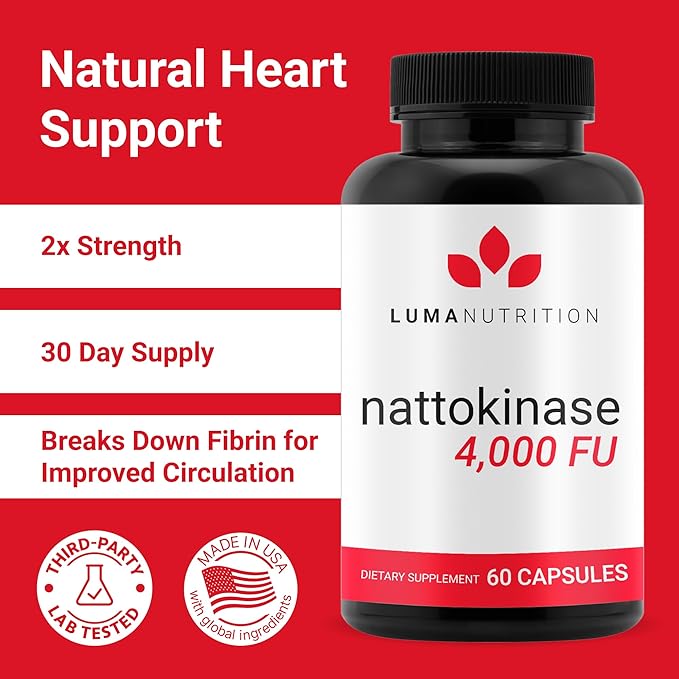 Viên Uống Phòng Ngừa Tai Biến Đột Quỵ Luma Nutrition Nattokinase 4000 FU 60 Viên Của Mỹ