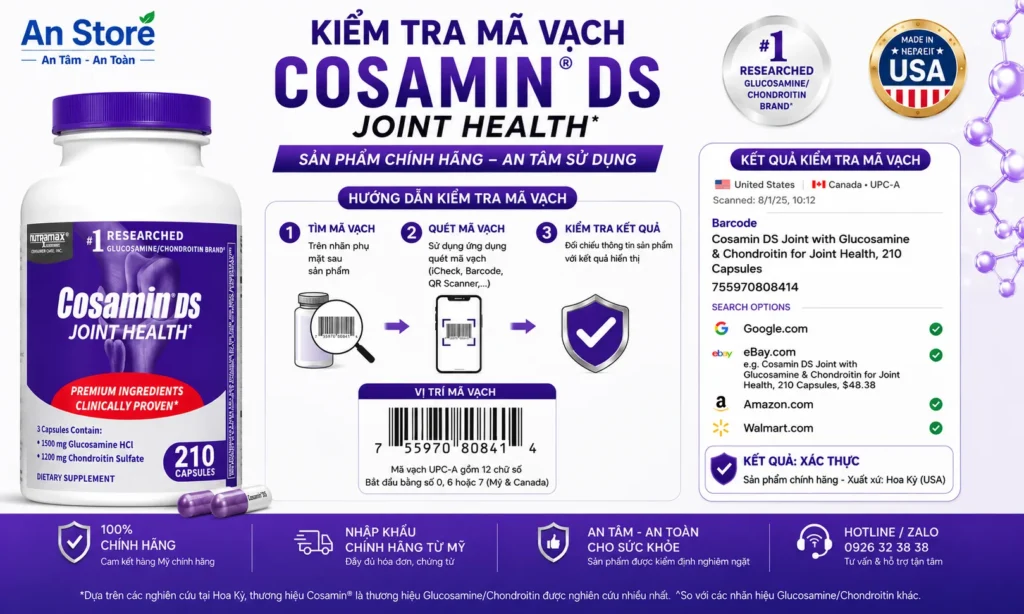 Bổ Khớp Cosamin DS Do An Store Cung Cấp Luôn Có Mã Vạch Chuẩn Mỹ UPC-A