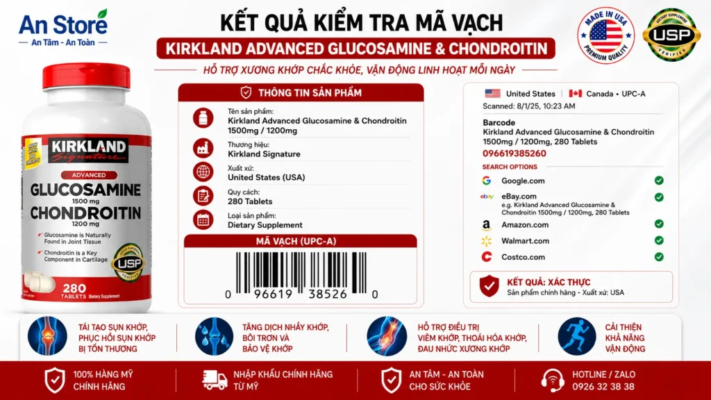 Bổ Khớp Kirkland Do An Store Cung Cấp Luôn Có Mã Vạch Chuẩn Mỹ UPC-A