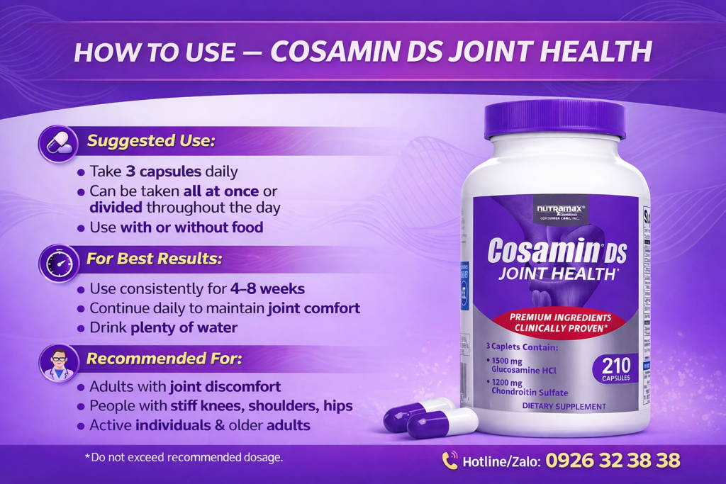 Cách sử dụng thuốc bổ xương khớp Cosamin DS Joint Health