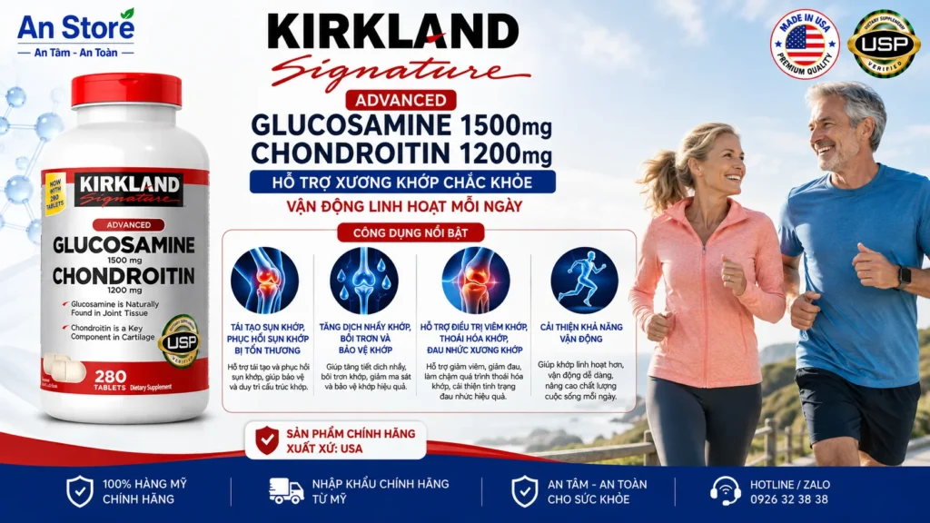 Công Dụng Thuốc Bổ Xương Khớp Kirkland Glucosamine 1500mg Chondroitin 1200mg Của Mỹ