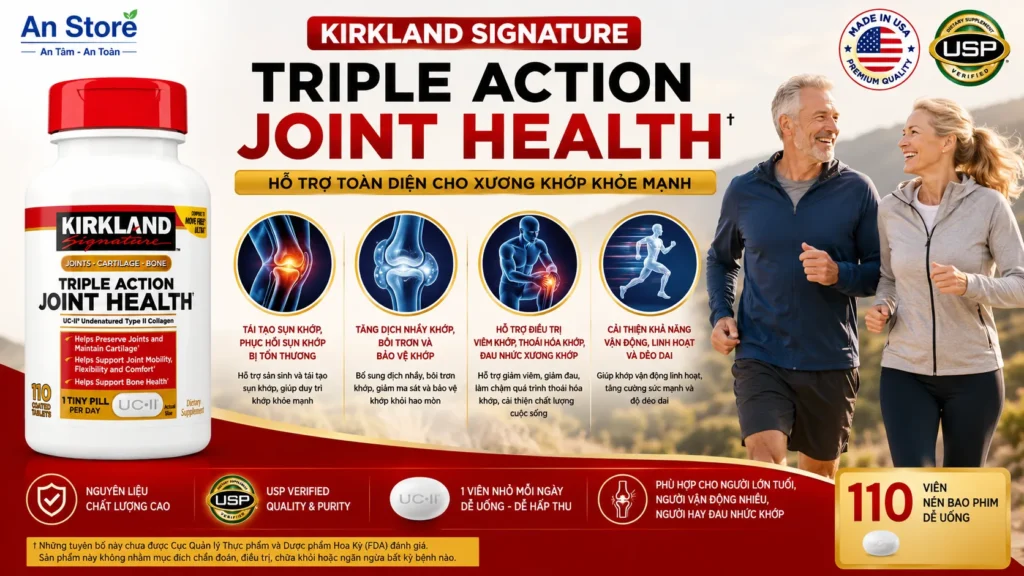 Công Dụng Thuốc Bổ Xương Khớp Kirkland Triple Action Joint Health Của Mỹ